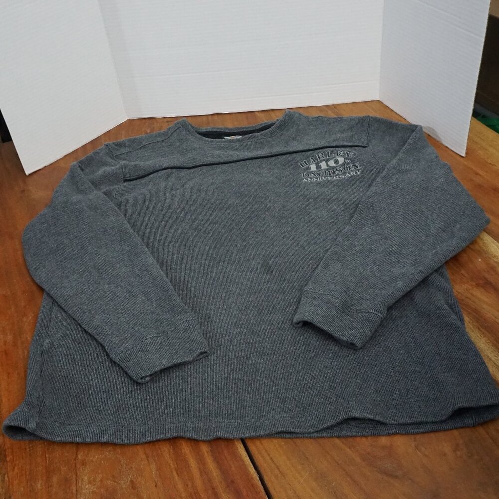 Harley Davidson men's 110th Anniversary gray crewneck sweater